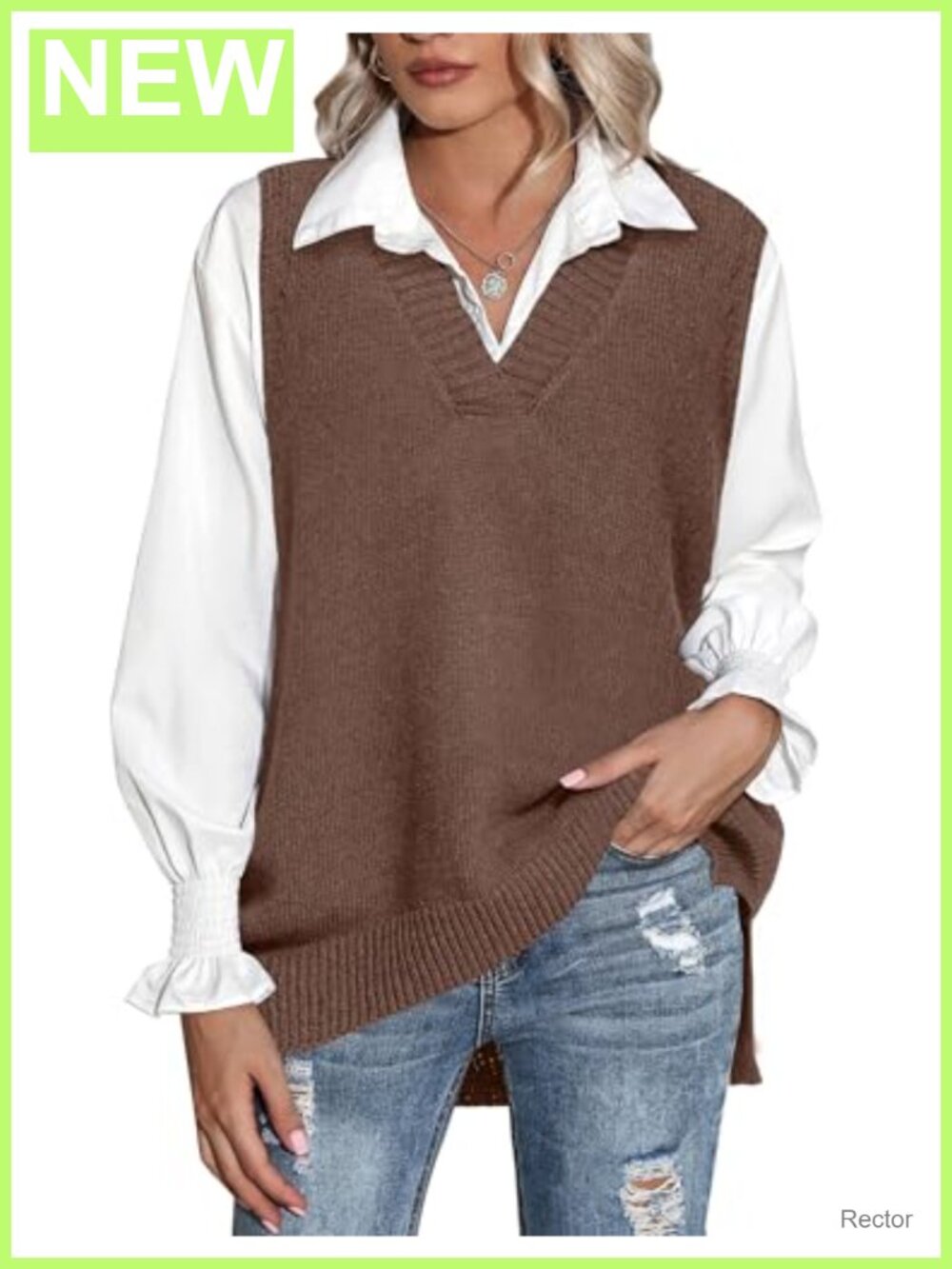 Sleeveless V Neck Oversized Sweater Vest Knitted Pullover